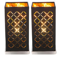 TISCHLEUCHTE CLARKE Textil Schwarz Gold 2er Set - Schwarz, Textil (11/11/25cm)