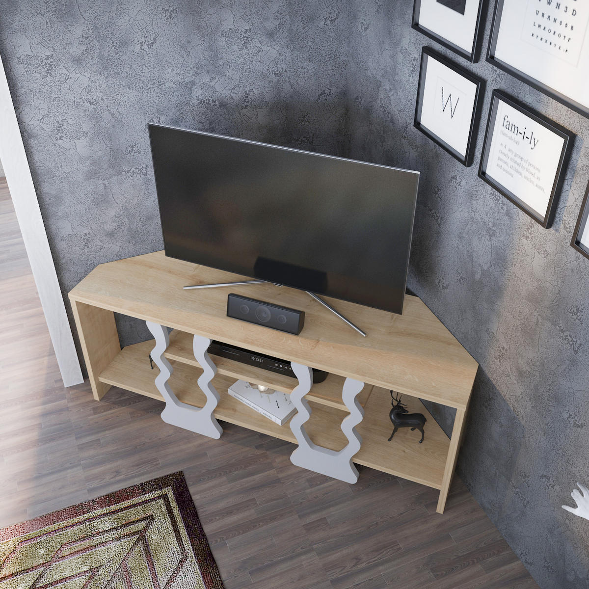 TV-ELEMENT Firal Hellbraun Weiß - Hellbraun/Weiß, Holzwerkstoff (35/41.8/110cm) - Decorotika