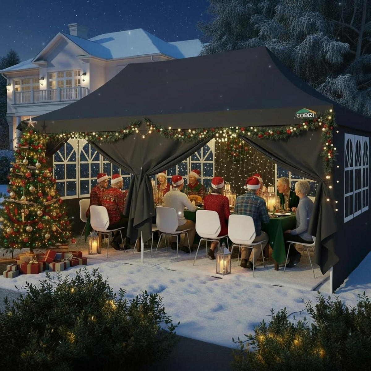FALTPAVILLON 3 x 6 m Schwarz Wasserdicht UV50+ - Schwarz, Textil (300/300/600cm)