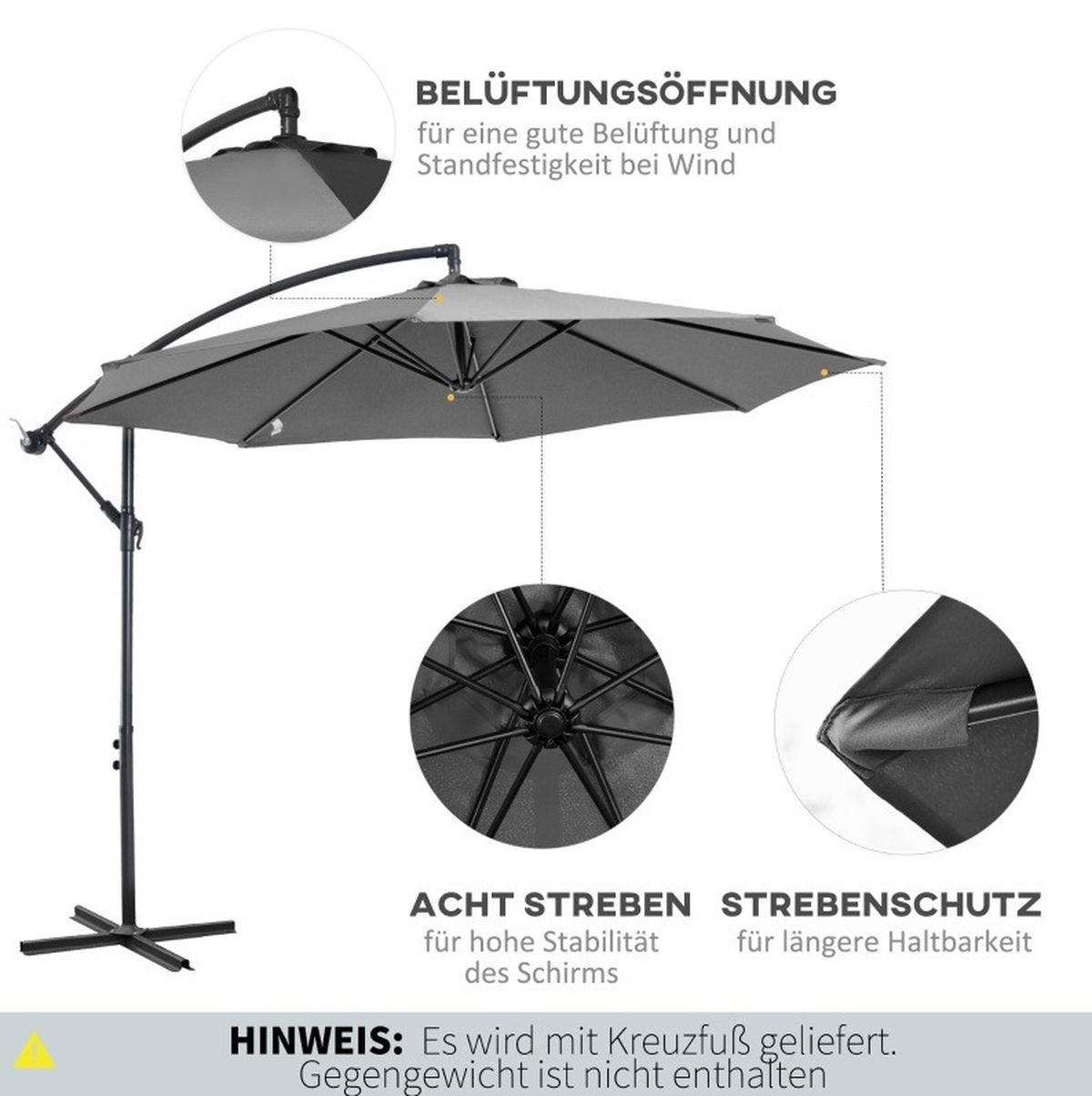 SONNENSCHIRM rechteckig 198/130 cm in Cremeweiß mit Neigefunktion - Beige, Metall (130/198cm) - BEAOK