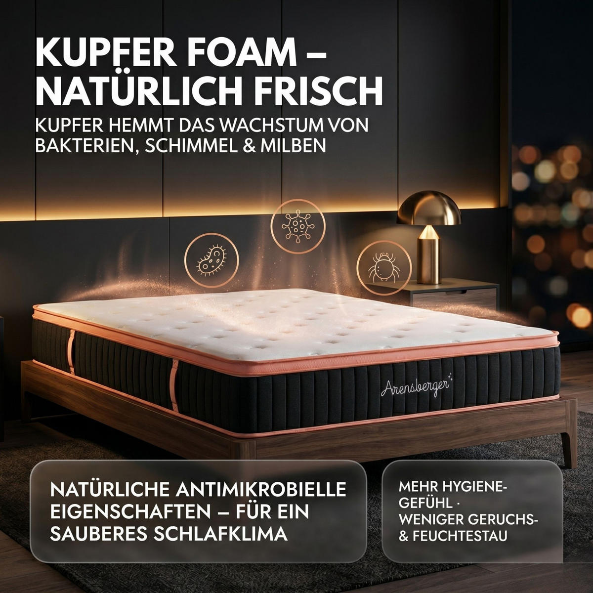 TASCHENFEDERKERN Matratze Kupfer, 140x200cm - Weiß, Textil (140/200cm) - Arensberger