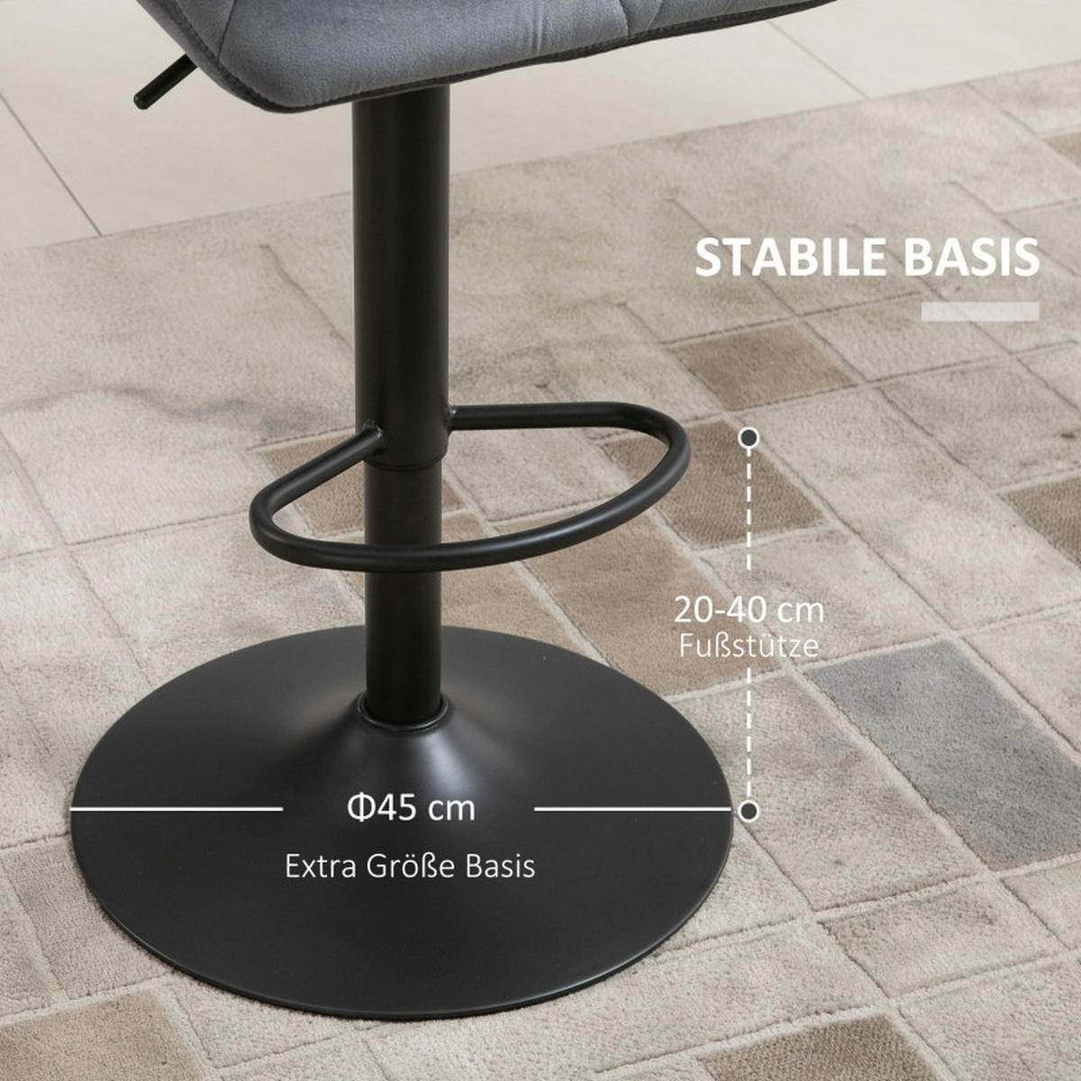 BARHOCKER DE-36057 2er Set höhenverstellbar drehbar Grau - Grau, Metall (57/117/58cm) - ComfortXL