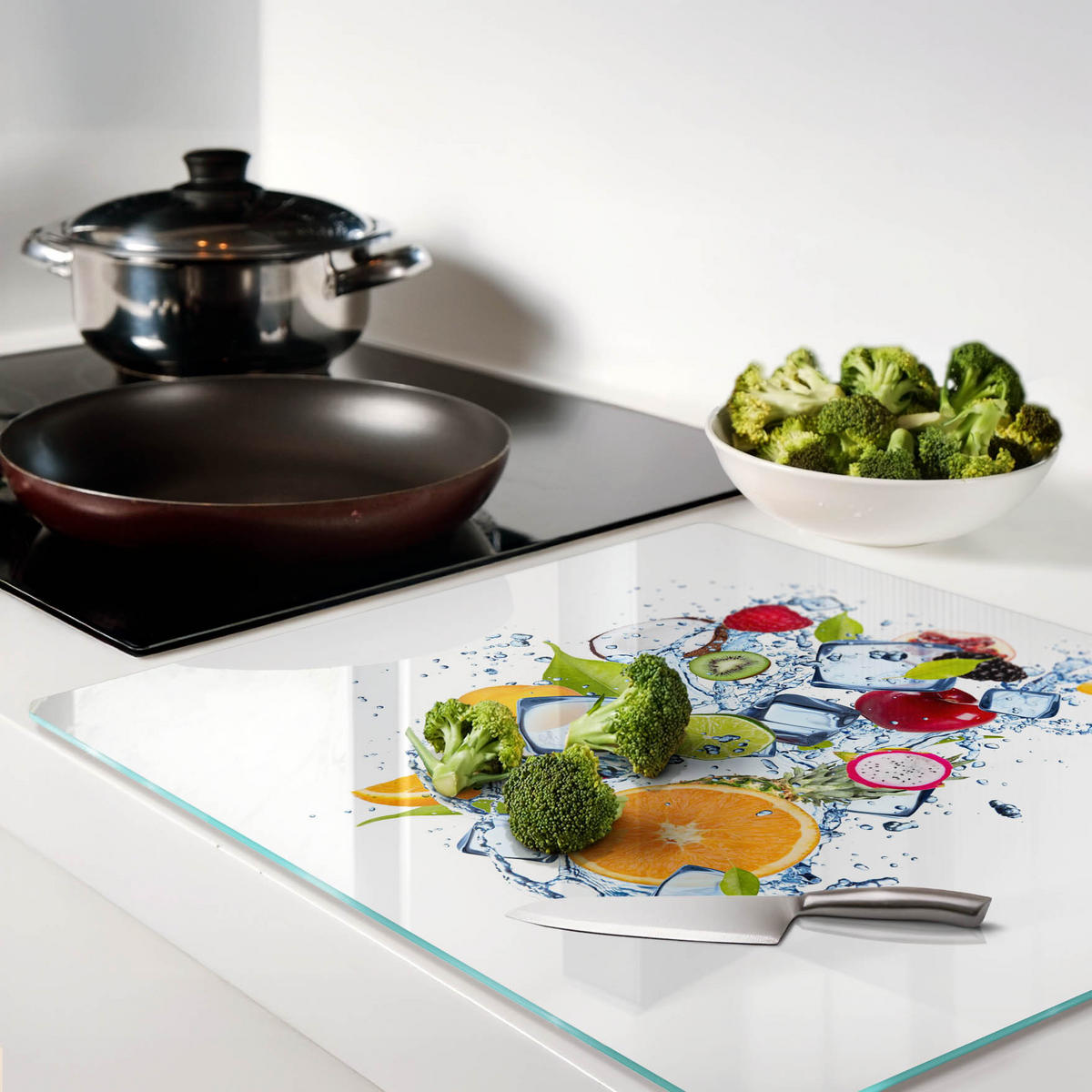 GLASPLATTE 60x52 cm Obst und Eis - Multicolor, Glas (60/0.4/52cm) - TULUP