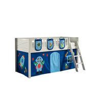 KINDERBETT Karyl 208x114x135 Massivholz Weiß Textilset Astro 3 - Blau/Weiß, Holz (90/200cm) - 58aufmkessel