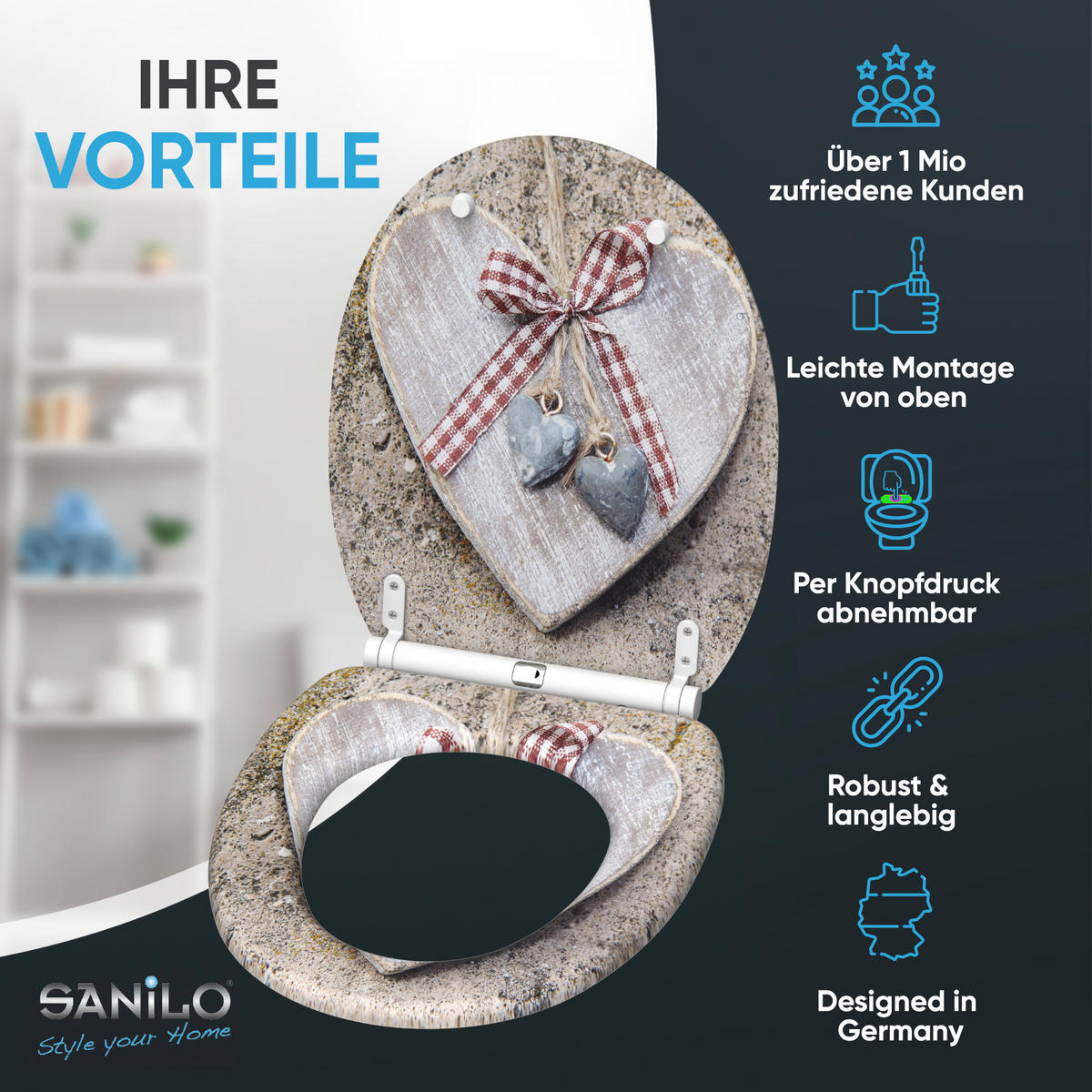 WC-SITZ mit Absenkautomatik & Top Fix Bavaria - Braun, Holzwerkstoff (37.7/5.5/48cm) - Sanilo