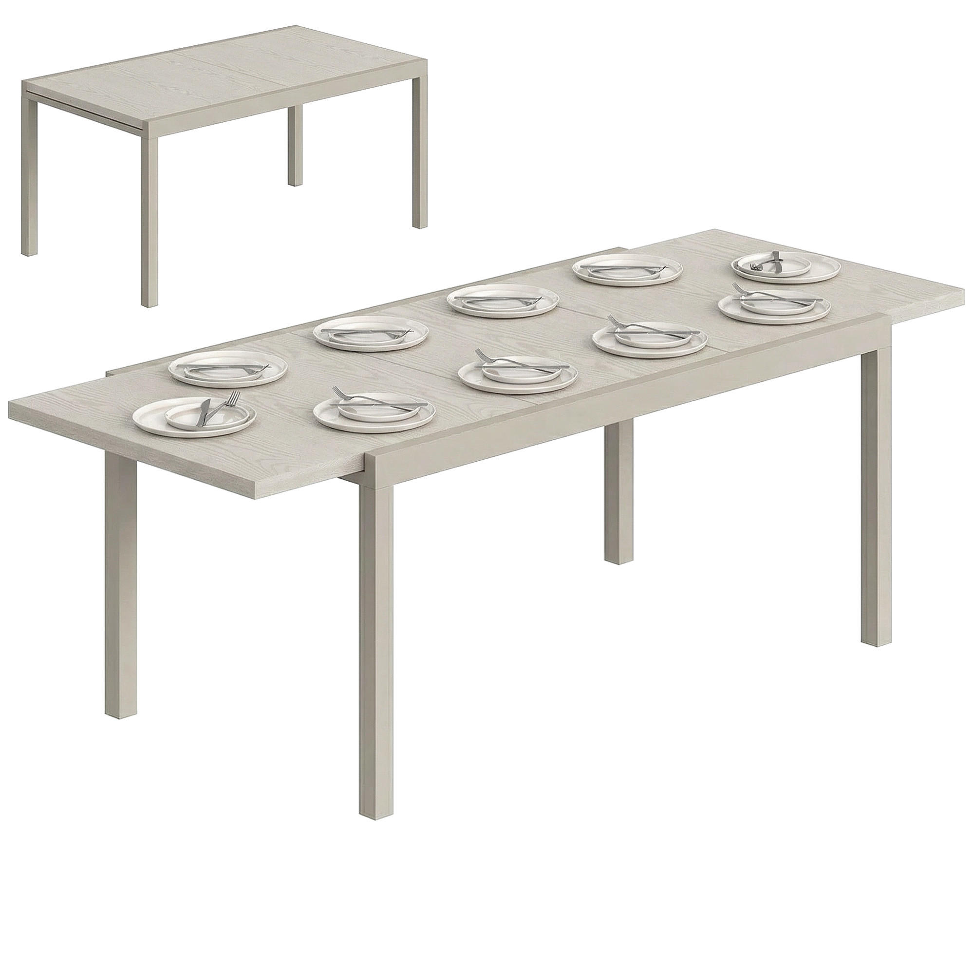 GARTENTISCH DE-07341 für 8-10 Personen mit Holzoptik Hellgrau - Hellgrau, Metall (214/85/75cm) - ComfortXL