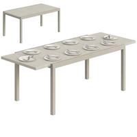 GARTENTISCH DE-07341 für 8-10 Personen mit Holzoptik Hellgrau - Hellgrau, Metall (214/85/75cm) - ComfortXL
