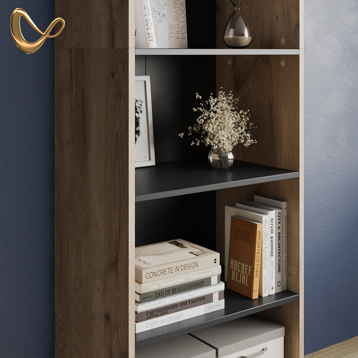 BÜCHERREGAL Aterno Viking Oak mit 5 Fächern - Eichefarben, Holzwerkstoff (60/180/40cm) - Livinity®