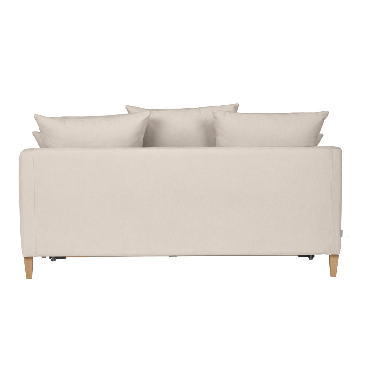 SCHLAFSOFA Beiger Stoff Samteffekt Helles Holz 3-Sitzer LOUISE - Beige, Textil (98/89/182cm) - Miliboo