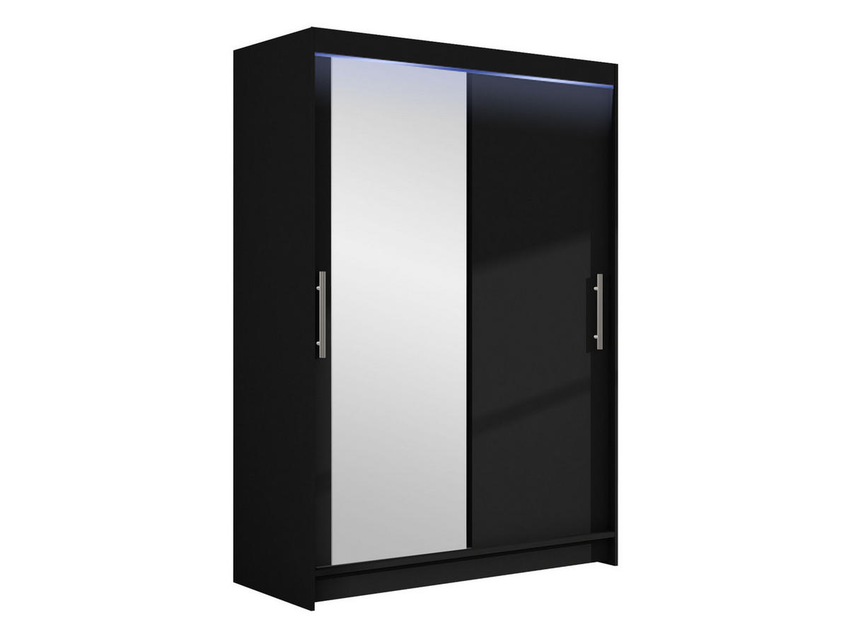 KLEIDERSCHRANK Miami VI, mit RGB LED Beleuchtung - Silberfarben/Schwarz, Holzwerkstoff/Kunststoff (120/200/58cm) - MIRJAN24