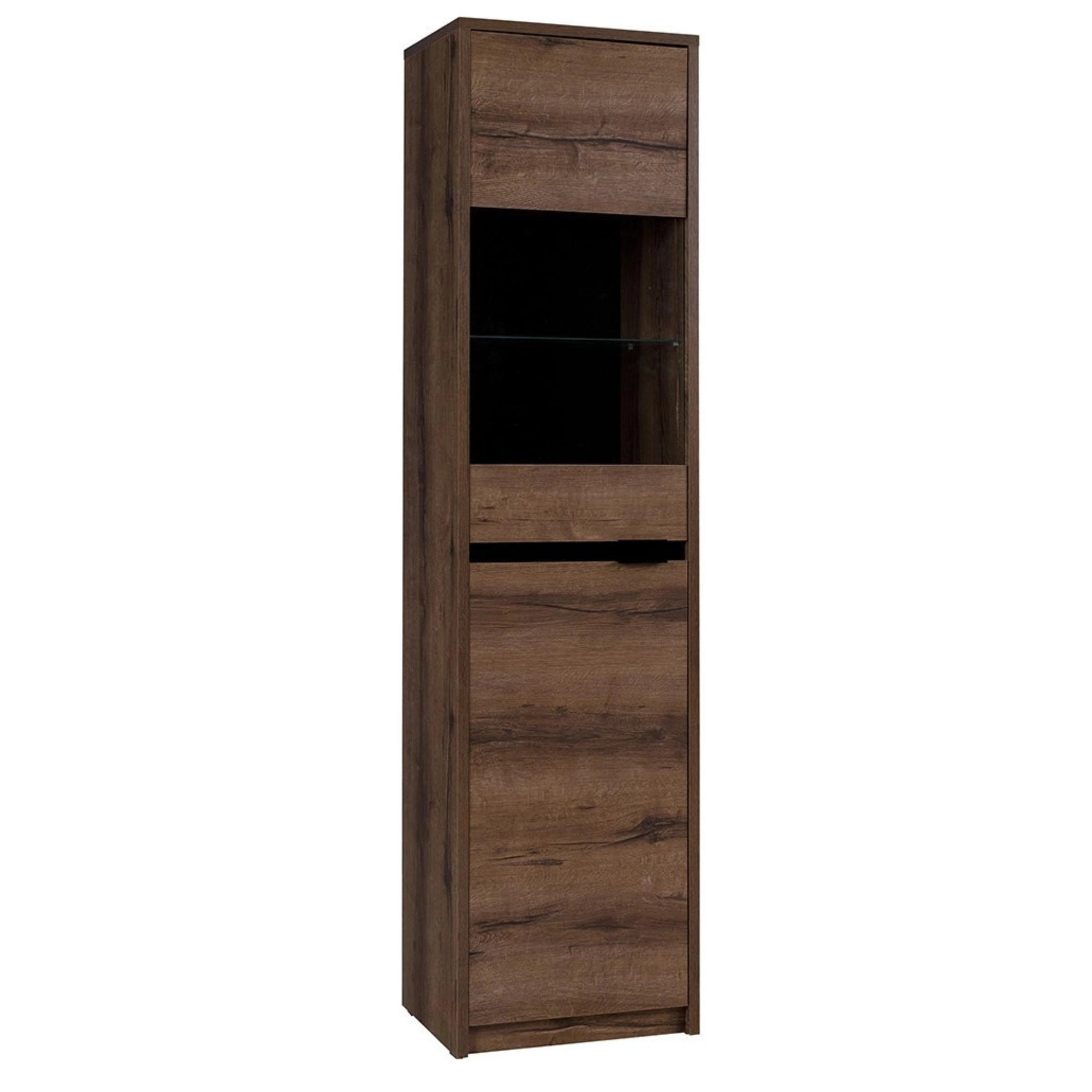 HOCHVITRINE Martin 50 cm breite - Schwarz Hochglanz/Schwarz, Glas/Holzwerkstoff (50/200/40cm) - Ravio