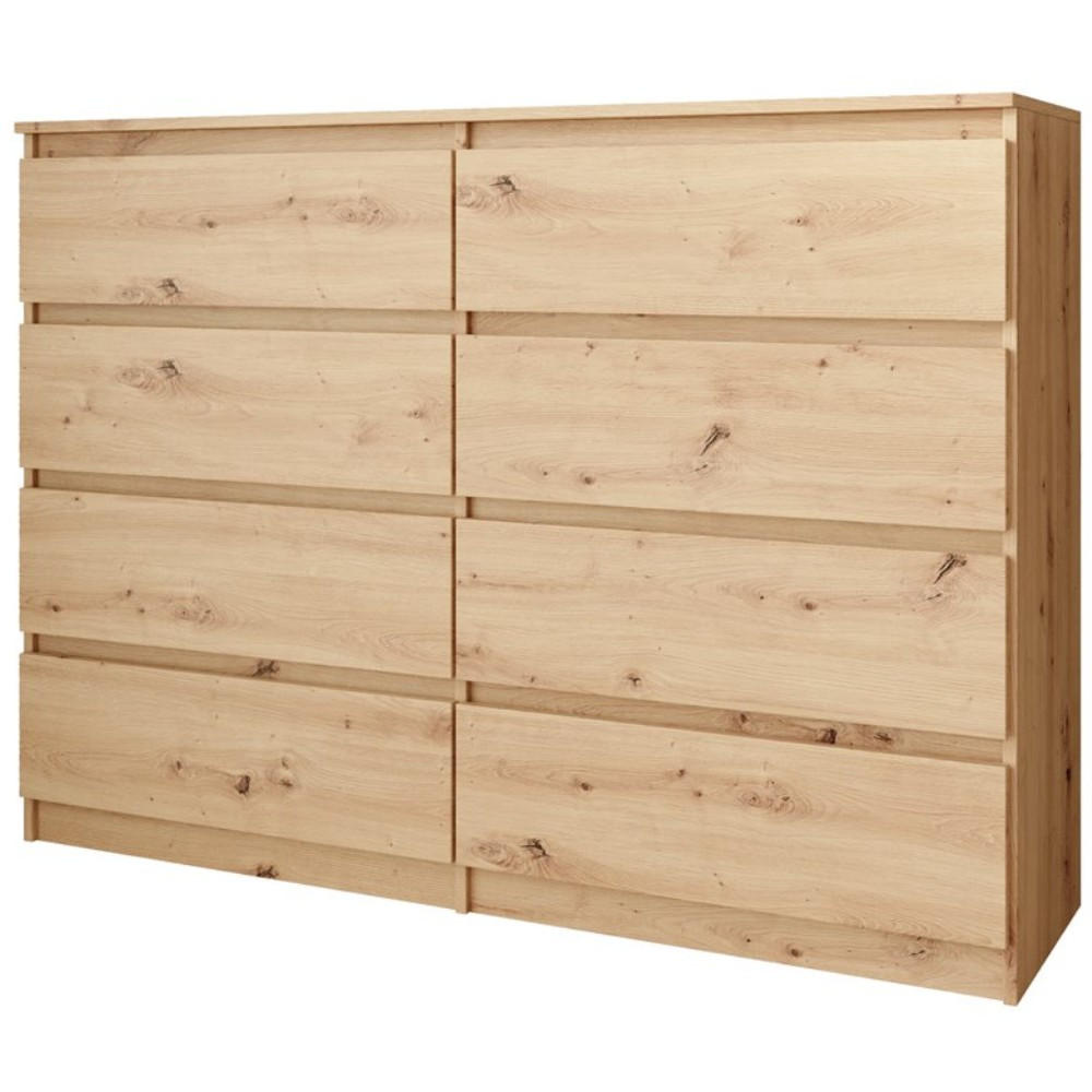 KOMMODE Look 120 cm mit acht Schubladen, eiche Artisan - Eiche Artisan, Holzwerkstoff (120/93/33cm) - Beautysofa