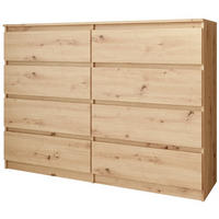 KOMMODE Look 120 cm mit acht Schubladen, eiche Artisan - Eiche Artisan, Holzwerkstoff (120/93/33cm) - Beautysofa