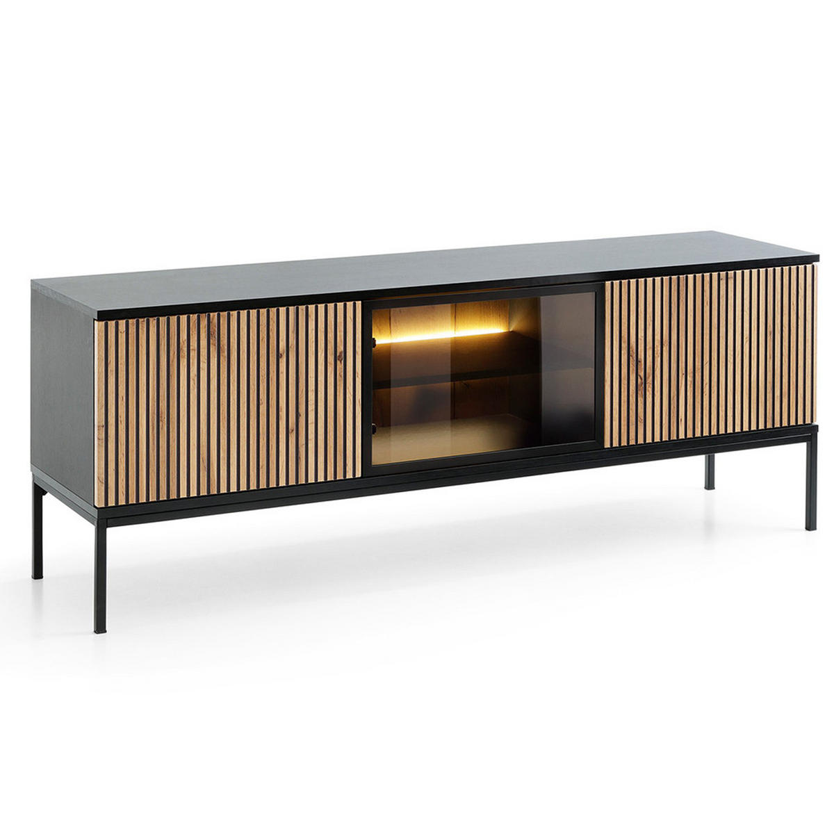 WOHNZIMMER-SET 2-TLG. Sibari-160 - Schwarz, Holzwerkstoff (258/166/39cm) - Lomado