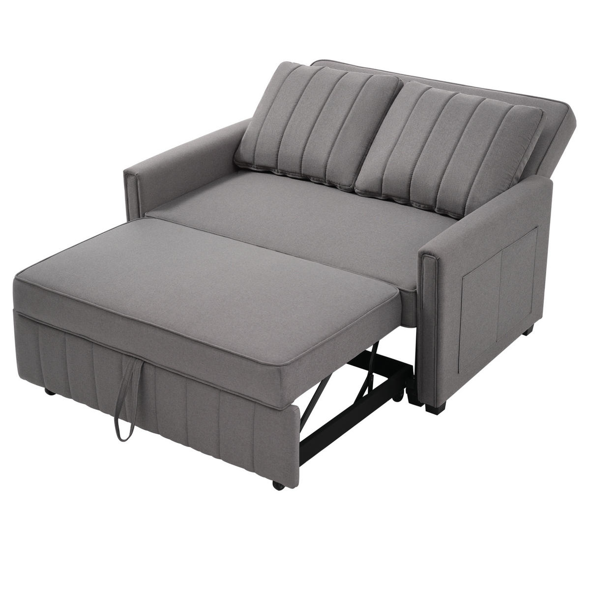 SCHLAFSOFA aus Leinenstoff 127x75x94 cm Antikgrau mit Schlaffunktion, 3-fach verstellbarer Rückenlehne und 2 Kissen - Grau, Kunststoff (75/94/127cm) - Modfu