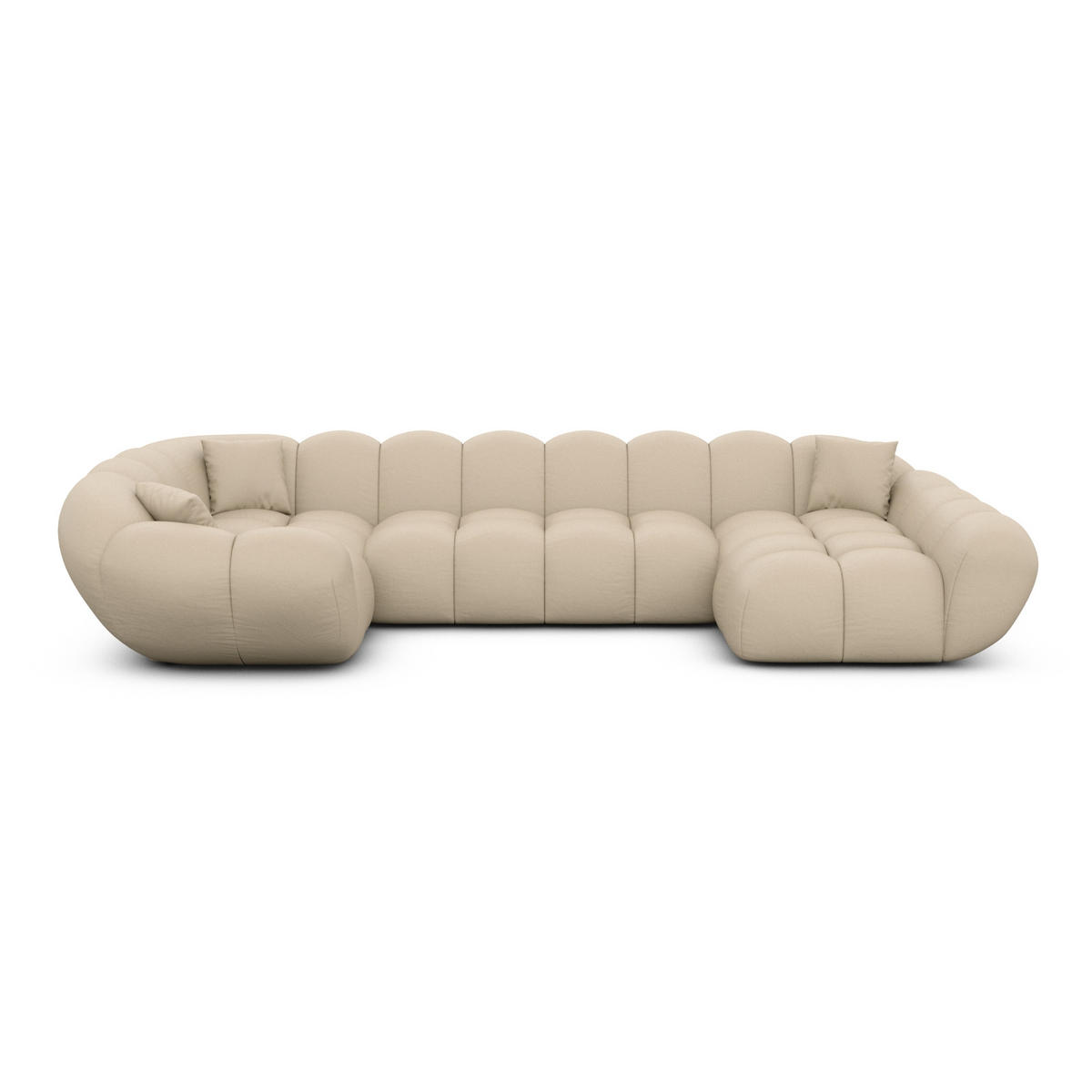 WOHNLANDSCHAFT Liva Beige Kunstleder U-Form XL Rechts - Beige, Kunststoff (193/70/323cm) - VAROYAL