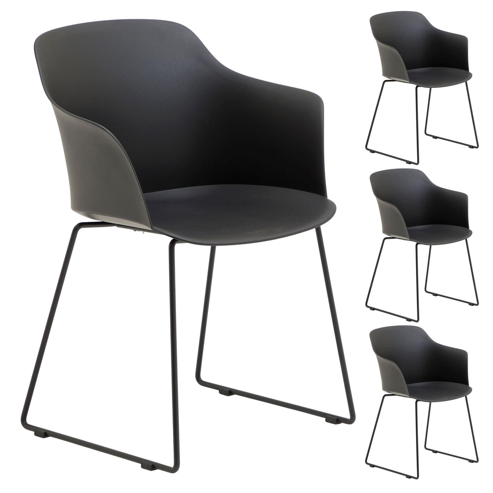GARTENSTÜHLE FORO 4ER-SET - Schwarz, Textil (58/82/52cm) - IDIMEX