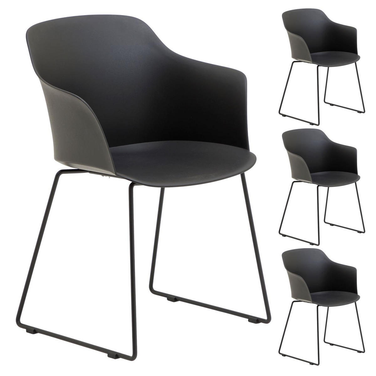 GARTENSTÜHLE FORO 4ER-SET - Schwarz, Textil (58/82/52cm) - IDIMEX