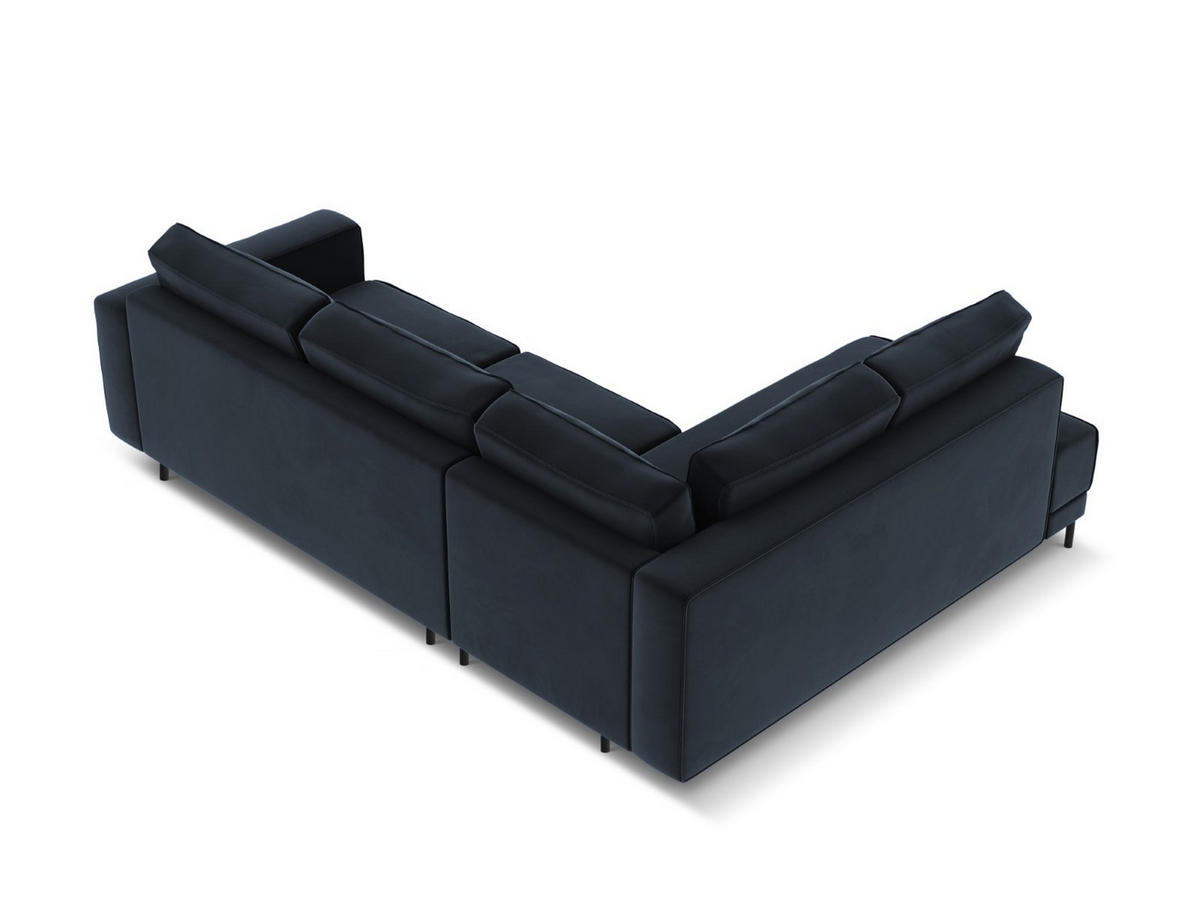 AUSKLAPPBARES-ECKSOFA links Caro aus Samt dunkelblau 5 Sitzplätze - Dunkelblau, Textil (187/247cm) - Micadoni