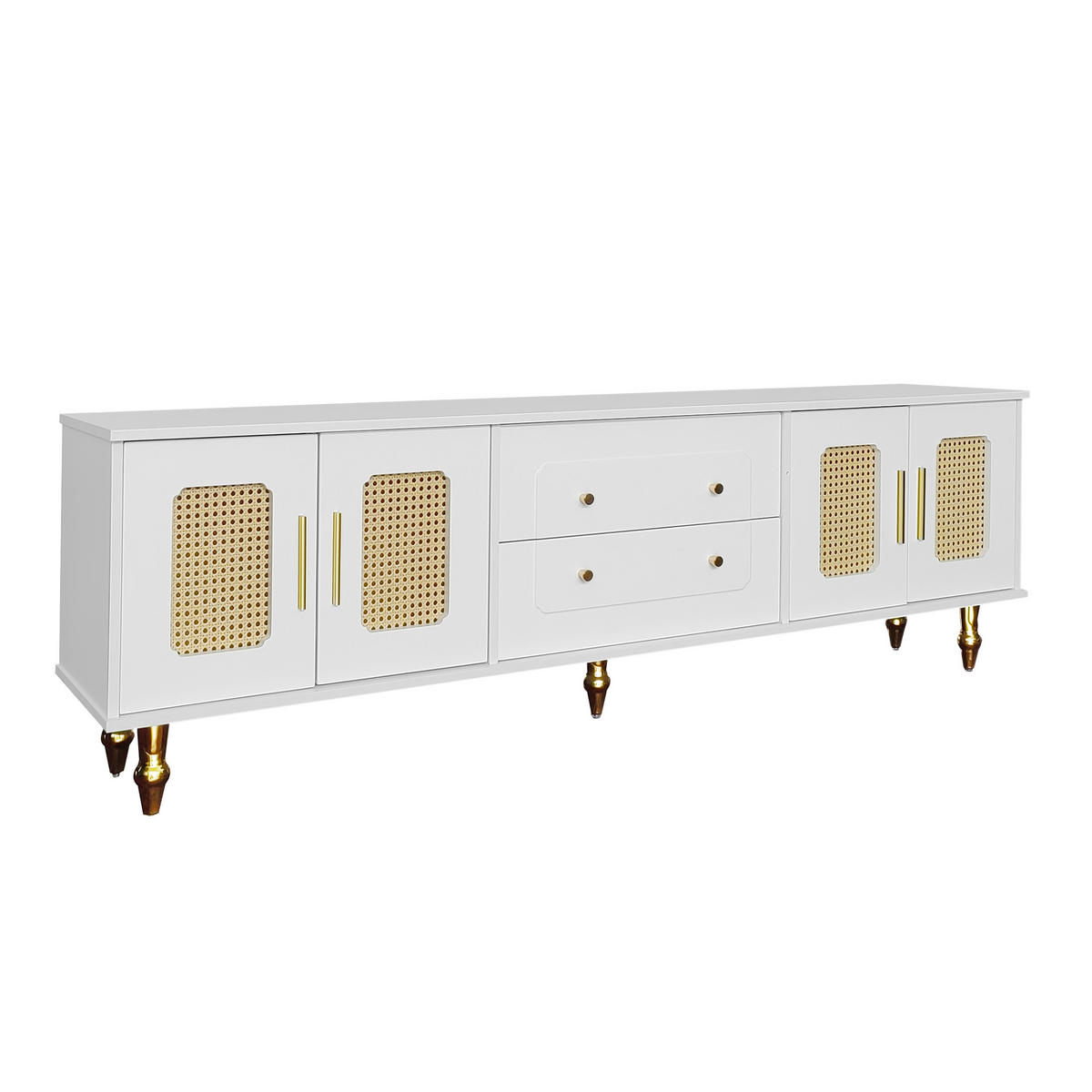TV-SCHRANK Rattan, Metall - Weiß, Holzwerkstoff (38/55.5/175cm) - Raumix