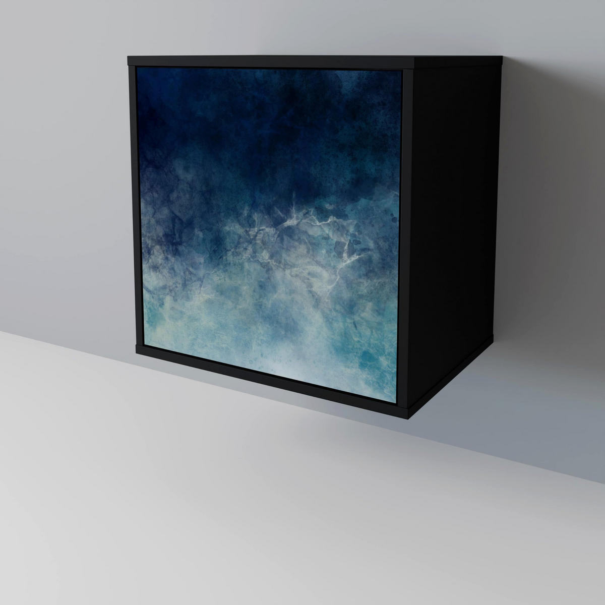 SIDEBOARD CELESTIAL FALL, Schwarz, 57,5x42x75,5 cm, Goldfarbene Metallfüße - Goldfarben/Multicolor, Holzwerkstoff/Metall (57.5/75.5/42cm) - SpaceRebels