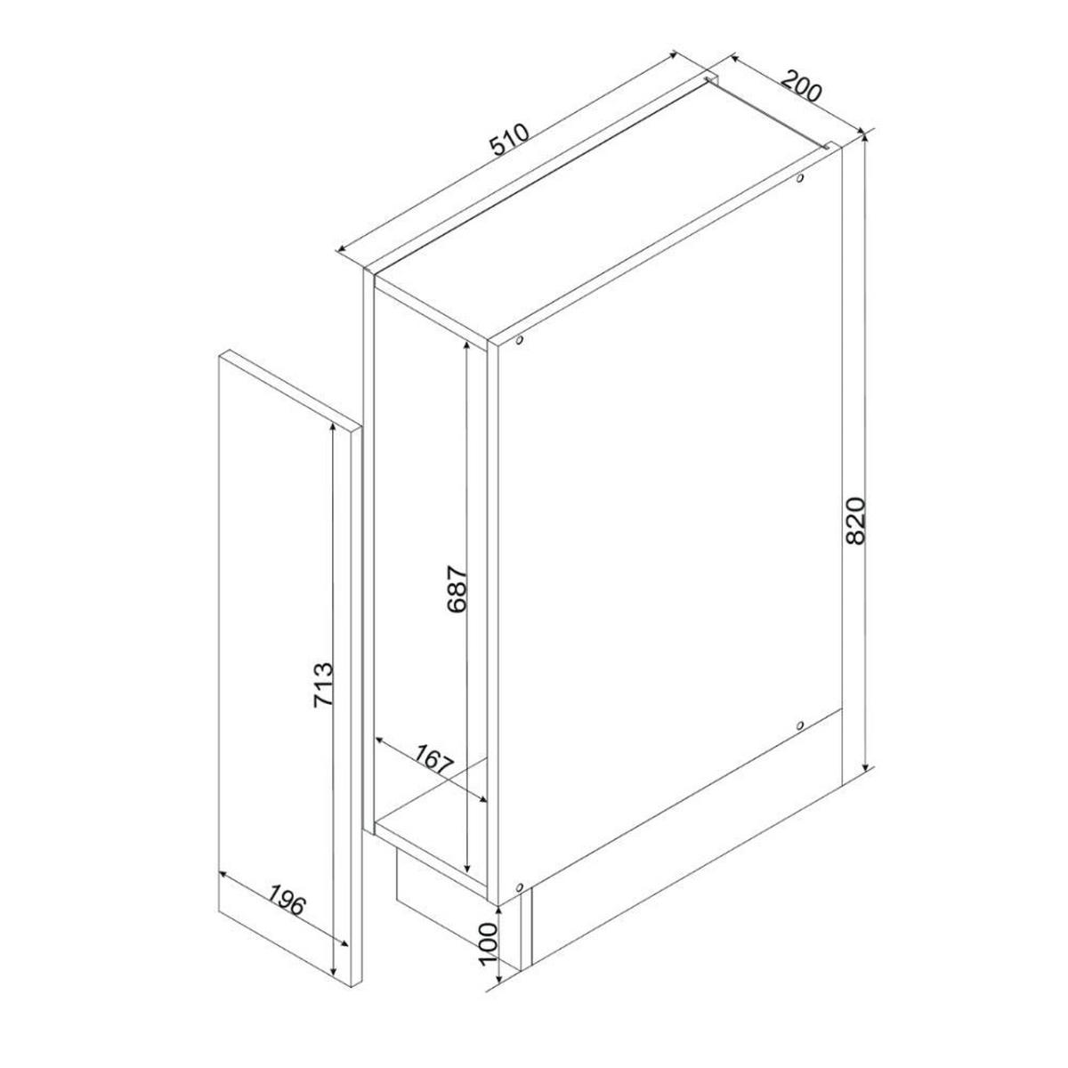 APOTHEKERSCHRANK D20CARGO ( S2300/2 ) – OSCAR – Moderne Küchenlösung – Kaschmir / Hochglanz - Kaschmir, Holzwerkstoff (20/82/51cm) - ROYAL24_MARKT