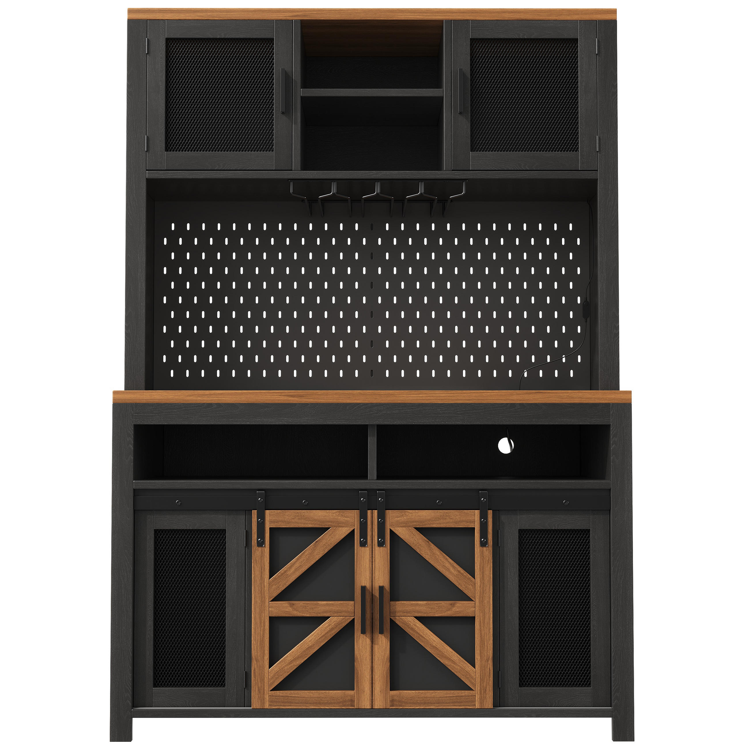 BUFFETSCHRANK Schwarz 120/40/174.5 cm - Schwarz, Holz (120/174.5/40cm) - PANGIVO