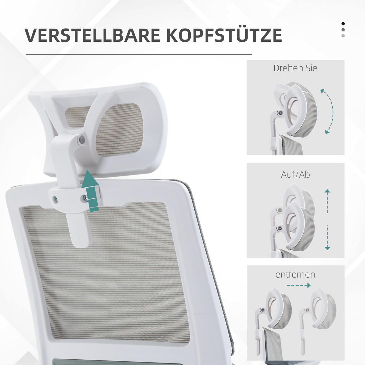 BÜROSTUHL, Ergonomisch, Mesh, Grau - Grau, Textil (61/119/60cm) - Vinsetto