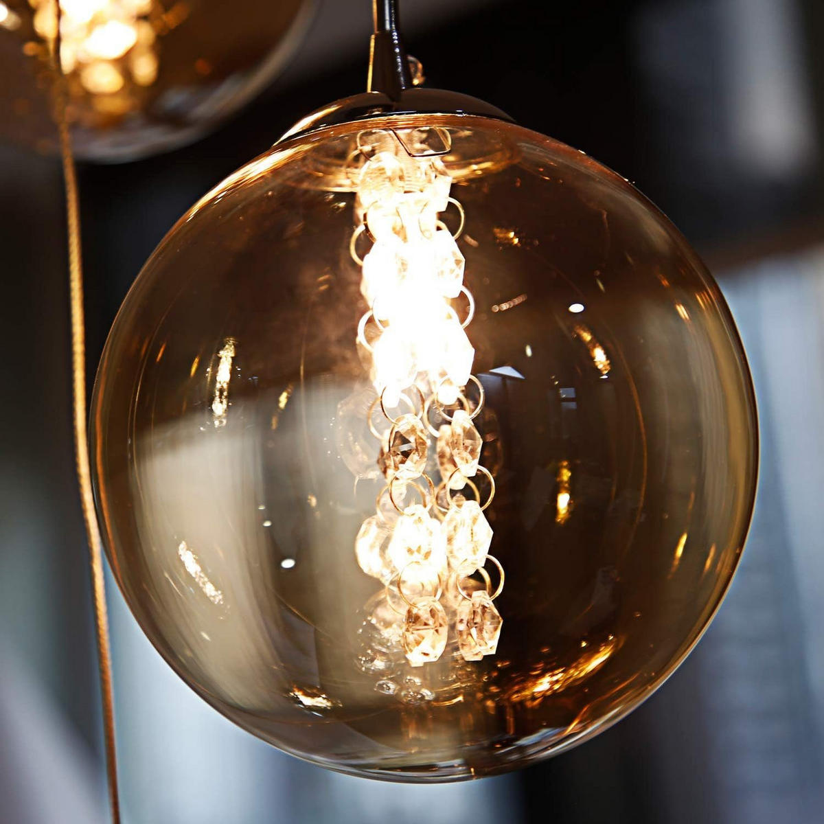 HÄNGELEUCHTE Energie 15-flammig 41/41/320 cm - Bernsteinfarben, Glas (41/41/320cm) - Nettlife