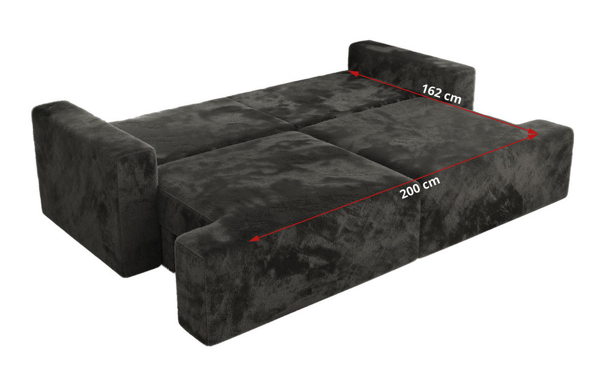 4-SITZER SOFA VIRELLA Dunkelgrau Plüsch - Dunkelgrau/Schwarz, Textil (240/88/115cm) - MKS