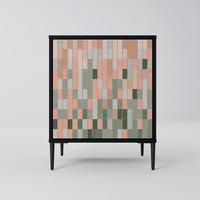 SIDEBOARD BUILDING THE FUTURE, Schwarz, 57,5x42x72,5 cm, Schwarze Metallfüße - Multicolor/Schwarz, Holzwerkstoff/Metall (57.5/72.5/42cm) - SpaceRebels