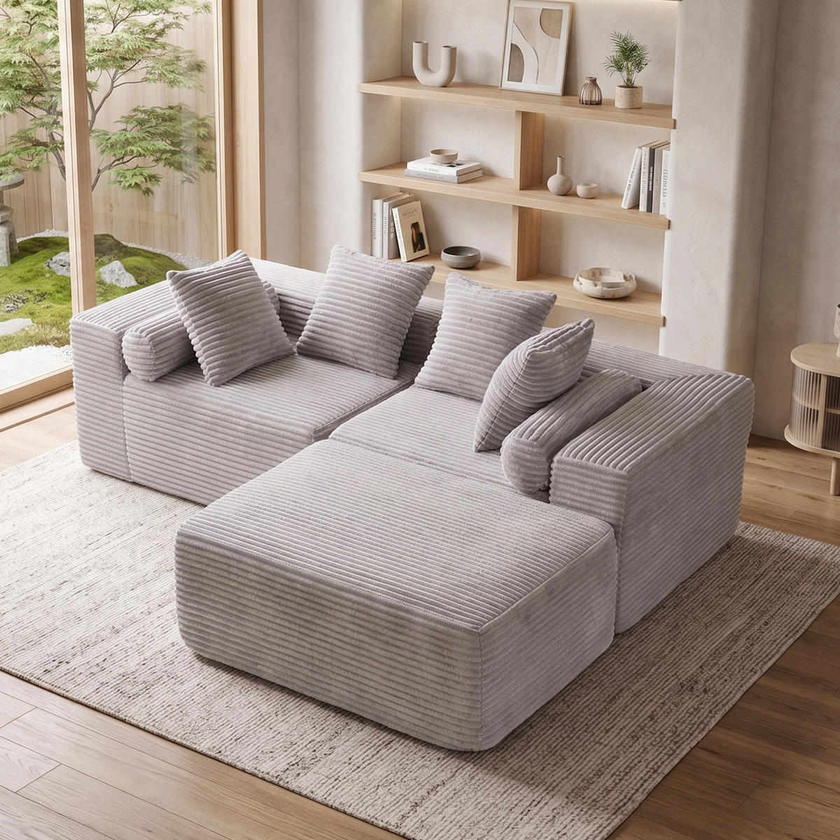 SOFA modular L-Form Grau - Grau, Kunststoff (110.02/266cm) - Meubliv