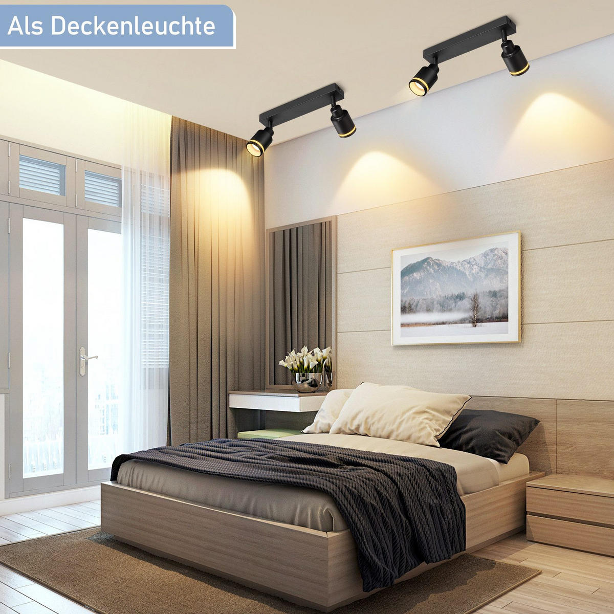 STRAHLER Saarbrücken 2-flammig 30/5/15.7 cm - Schwarz, Metall (30/5/15.7cm) - Nettlife