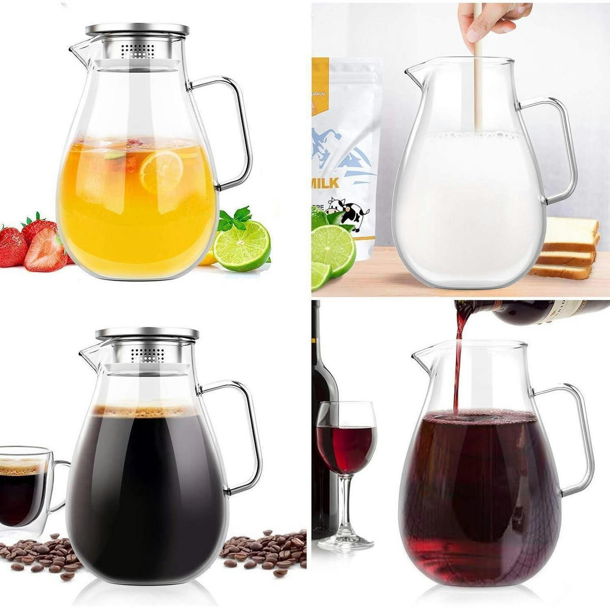 GLASKRUG 2 Liter mit Filter und Zubehör - Transparent, Glas (15/15cm)