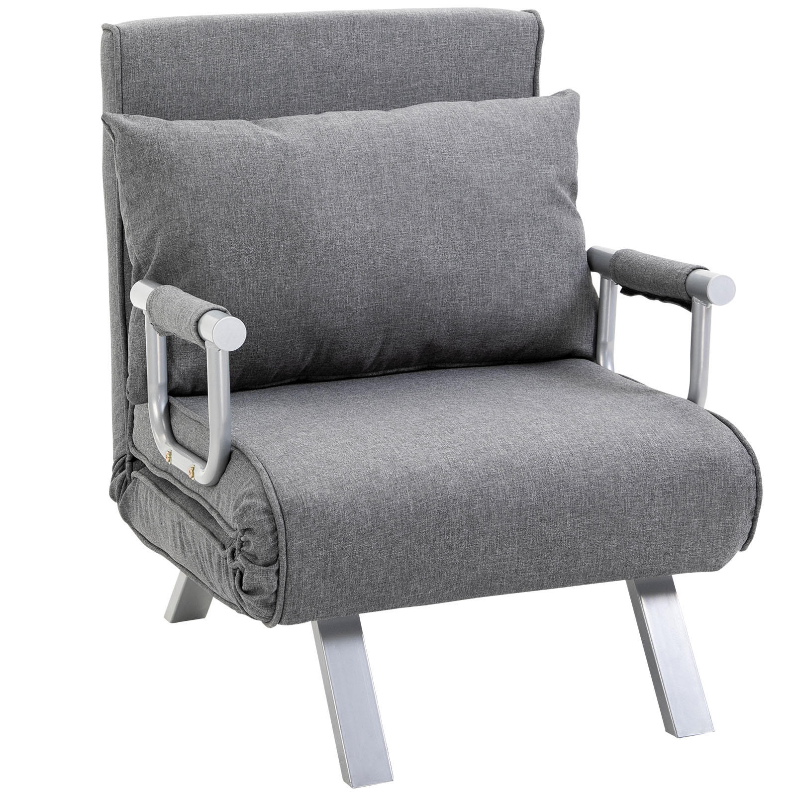 3-IN-1 Schlafsofa Schlafsessel Armlehne Klappbett Gästebett Chaiselongue Grau - Hellgrau, Kunststoff (69/80/65cm) - HOMCOM