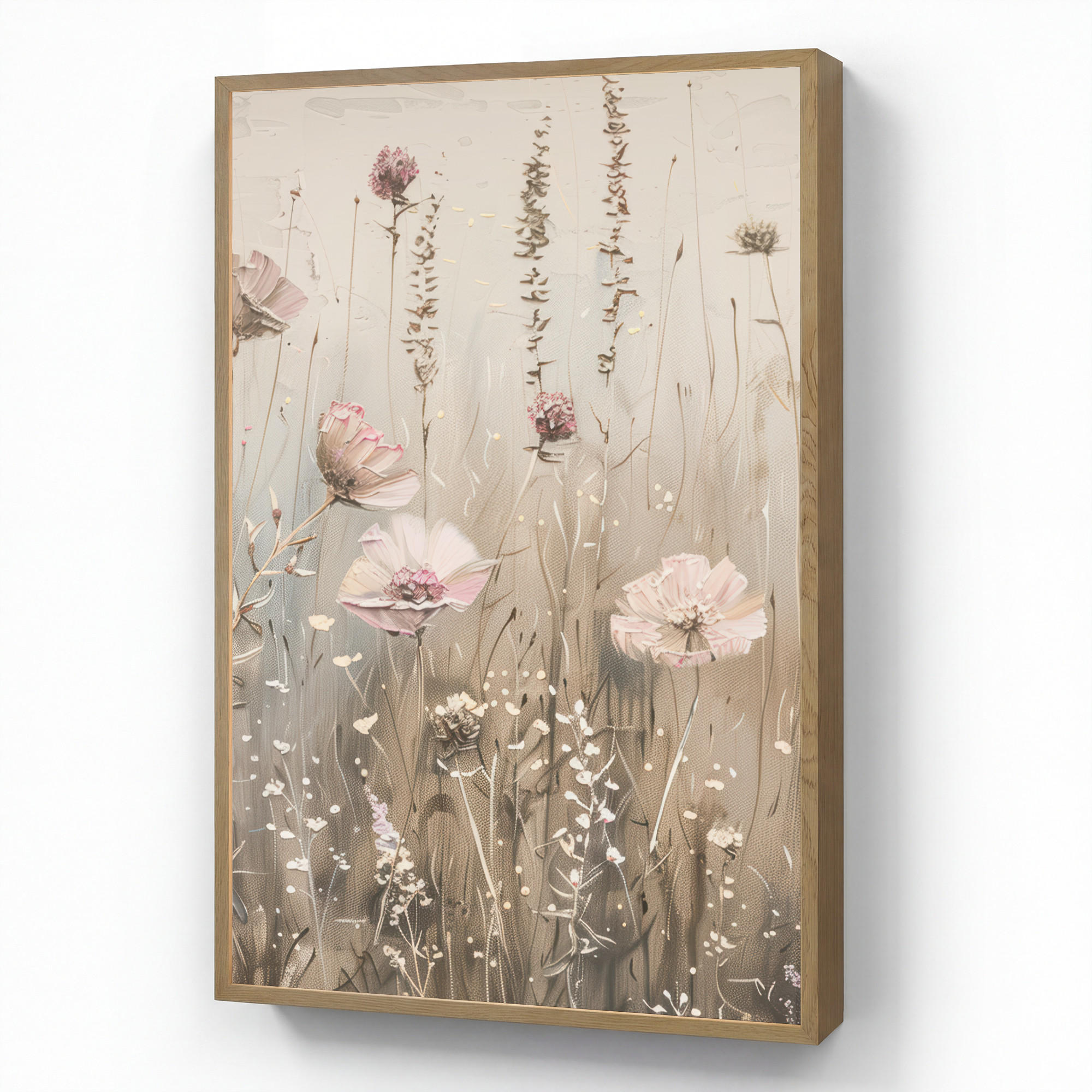 NÁSTĚNNÁ LAMPA S AKUMULÁTOREM Květiny - růžová - moderní - béžová 70x100 cm - starorůžová, kompozitní dřevo (70/100/8cm) - OnlyWow
