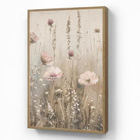 NÁSTĚNNÁ LAMPA S AKUMULÁTOREM Květiny - růžová - moderní - béžová 60x90 cm - starorůžová, kompozitní dřevo (60/90/8cm) - OnlyWow