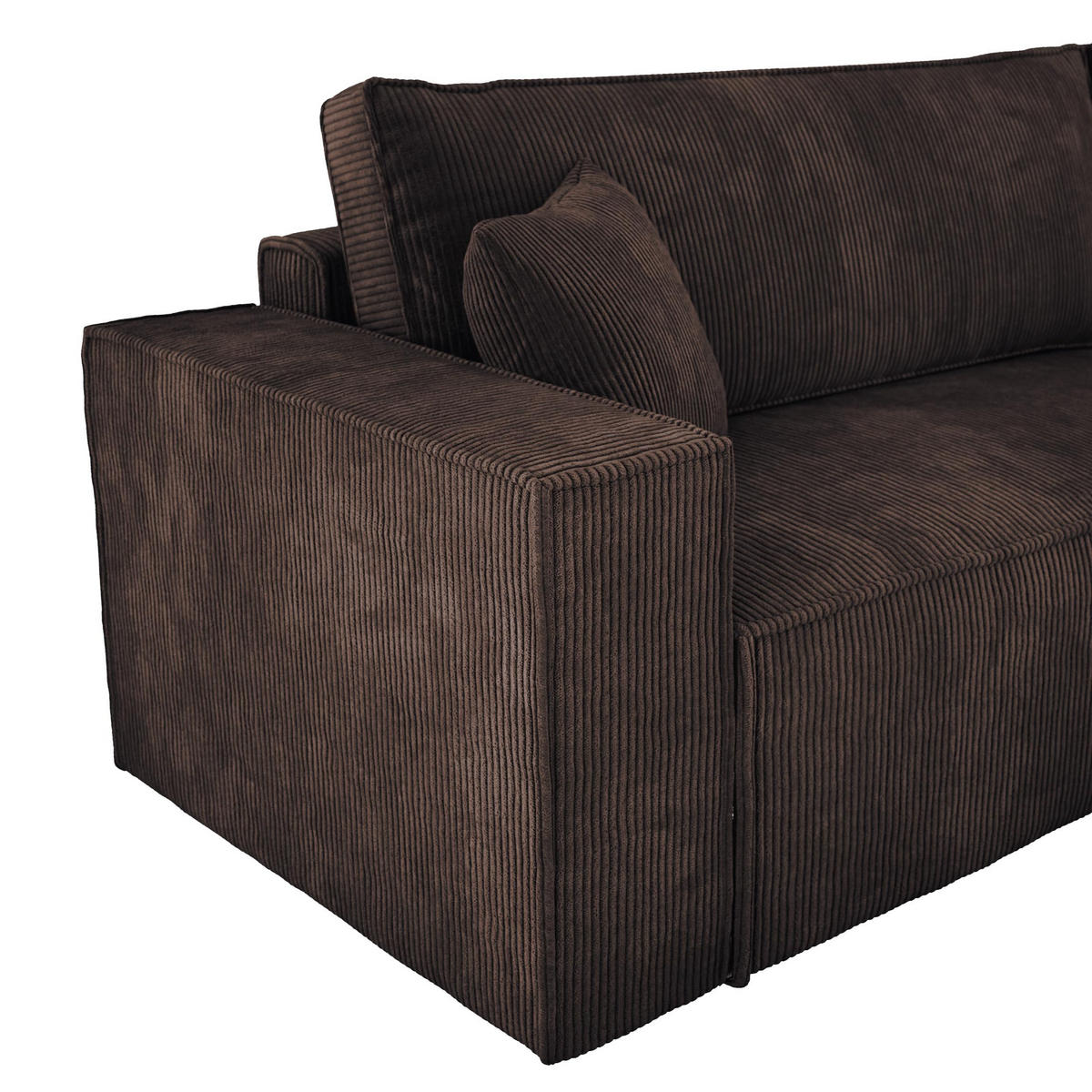 ECKSOFA POSO XL UNIVERSAL, Schlaffunktion und Lattenrost - L-Form, Cord, Federung auf Wellfedern, 274x143x83 cm, Rechts Brown - Braun, Holz/Textil (277/143cm) - DomoHome