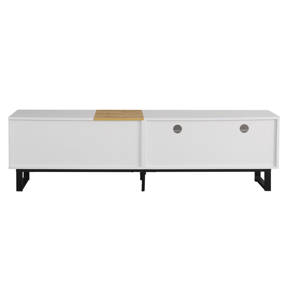 TV-SCHRANK 180/38/50 cm Weiß/Holzoptik mit 2 Schubladen und 2 Türen - Weiß, Holzwerkstoff/Metall (180/50/38cm) - Oxeza