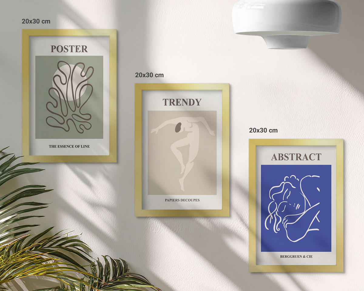 BILDER SET 3er Set - 20x30 cm Goldrahmen - Henri Matisse Pastellgrafiken - Goldfarben, Kunststoff (20/30cm) - TULUP