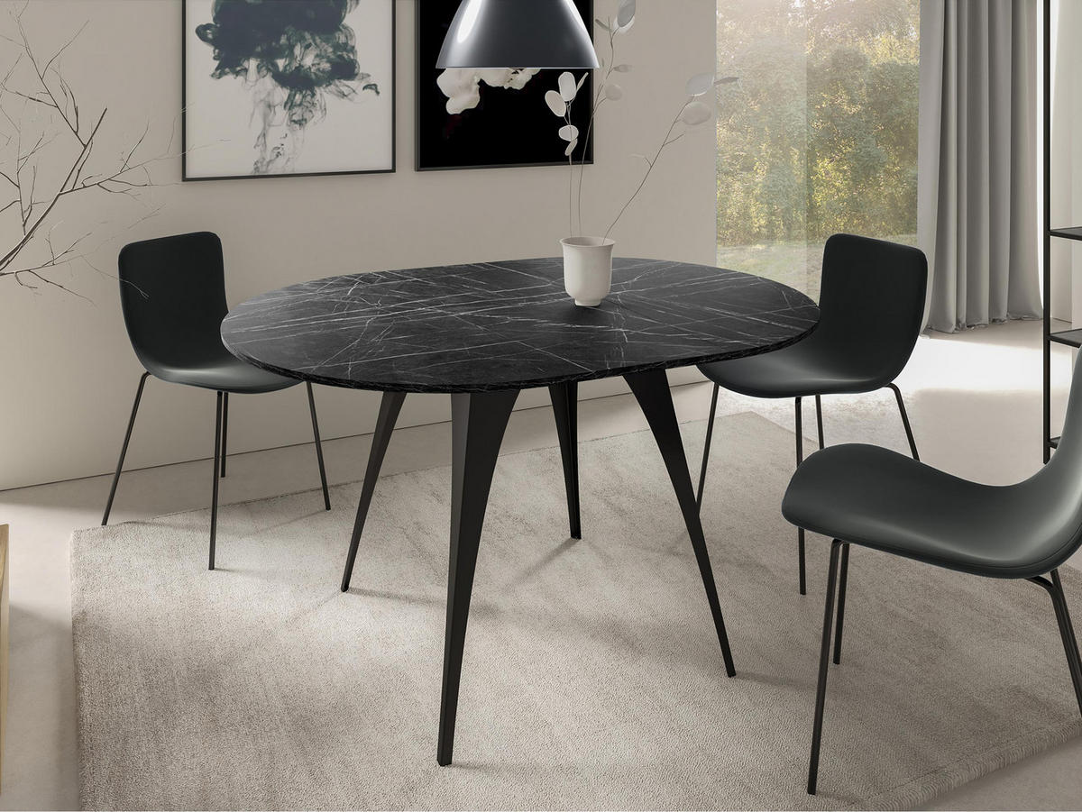 ESSTISCH Carmina 100 - Schwarz, Holzwerkstoff/Metall (100/100/76cm) - MIRJAN24