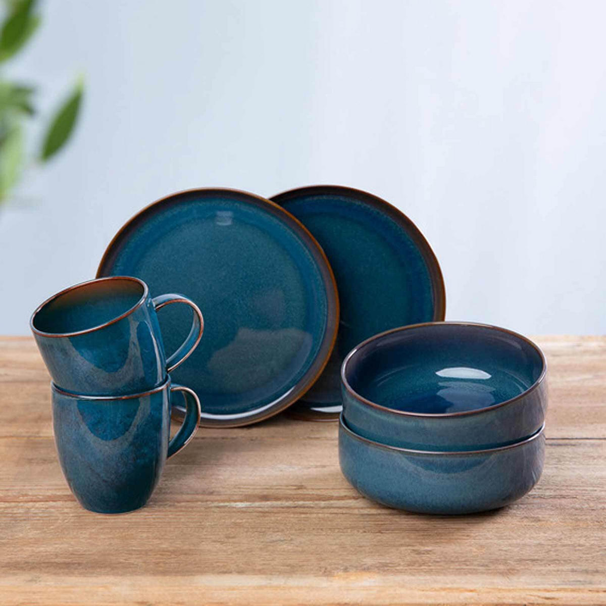 FRÜHSTÜCKS-SET Crafted Denim braun-blau 6er Set - Blau/Braun, Keramik (1/1/1cm) - like.Villeroy & Boch