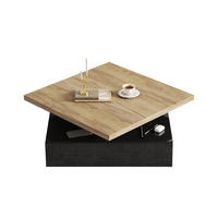 COUCHTISCH 70/70/36 cm in Walnuss/Schwarz mit Drehplatte und Schublade - Schwarz, Holzwerkstoff (70/70/36cm) - Flora Grace