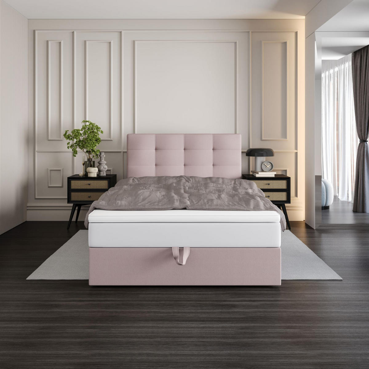 BOXBETT DUO 1 100x200 Cosmic 14, mit Matratze H3 und Topper, Rosa - Pink, Holz/Kunststoff (100/200cm) - Bedante
