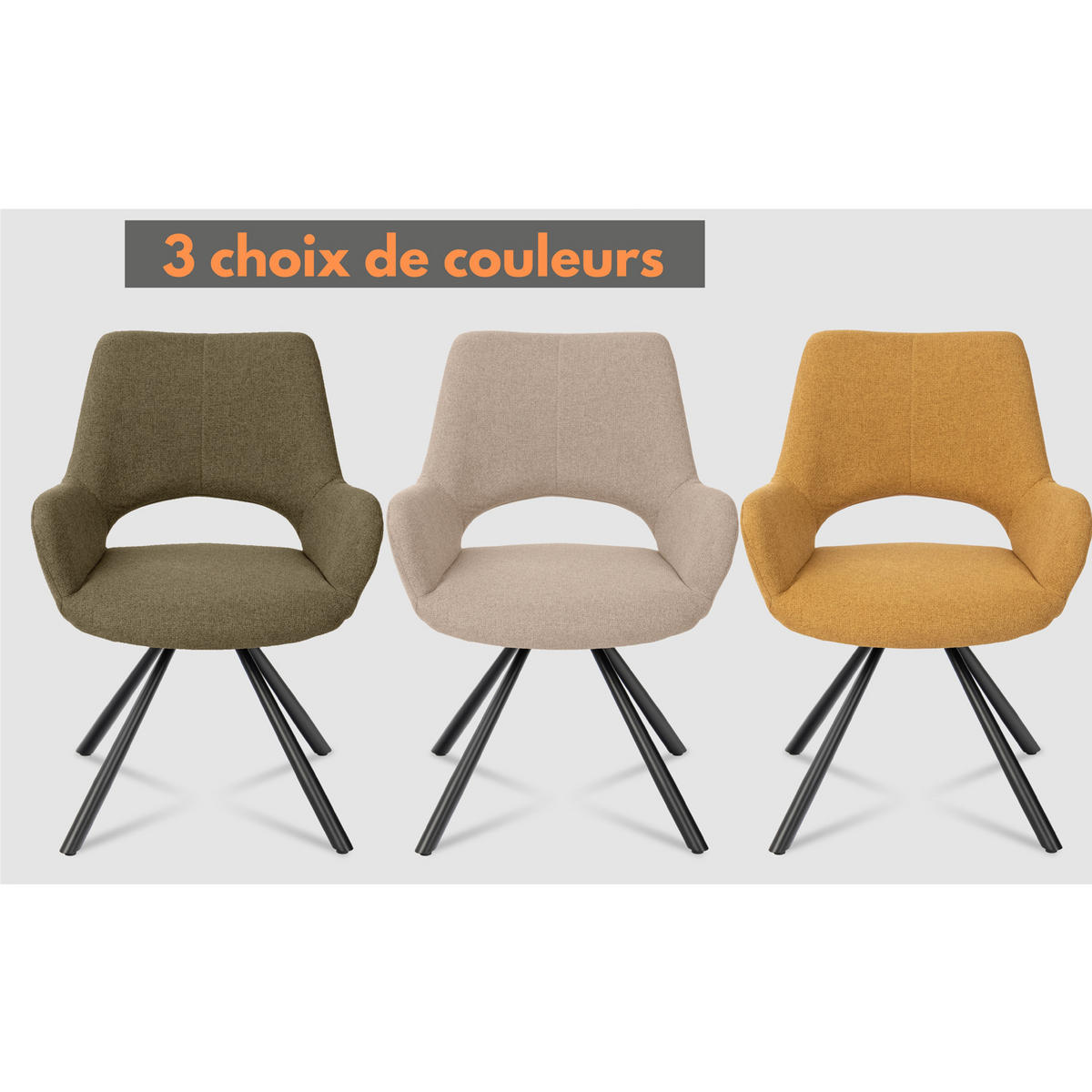 ARMLEHNSTUHL-SET 6 Stück in Eisen Webstoff - Multicolor, Metall (48.5/81/58cm) - Meubles Cosy