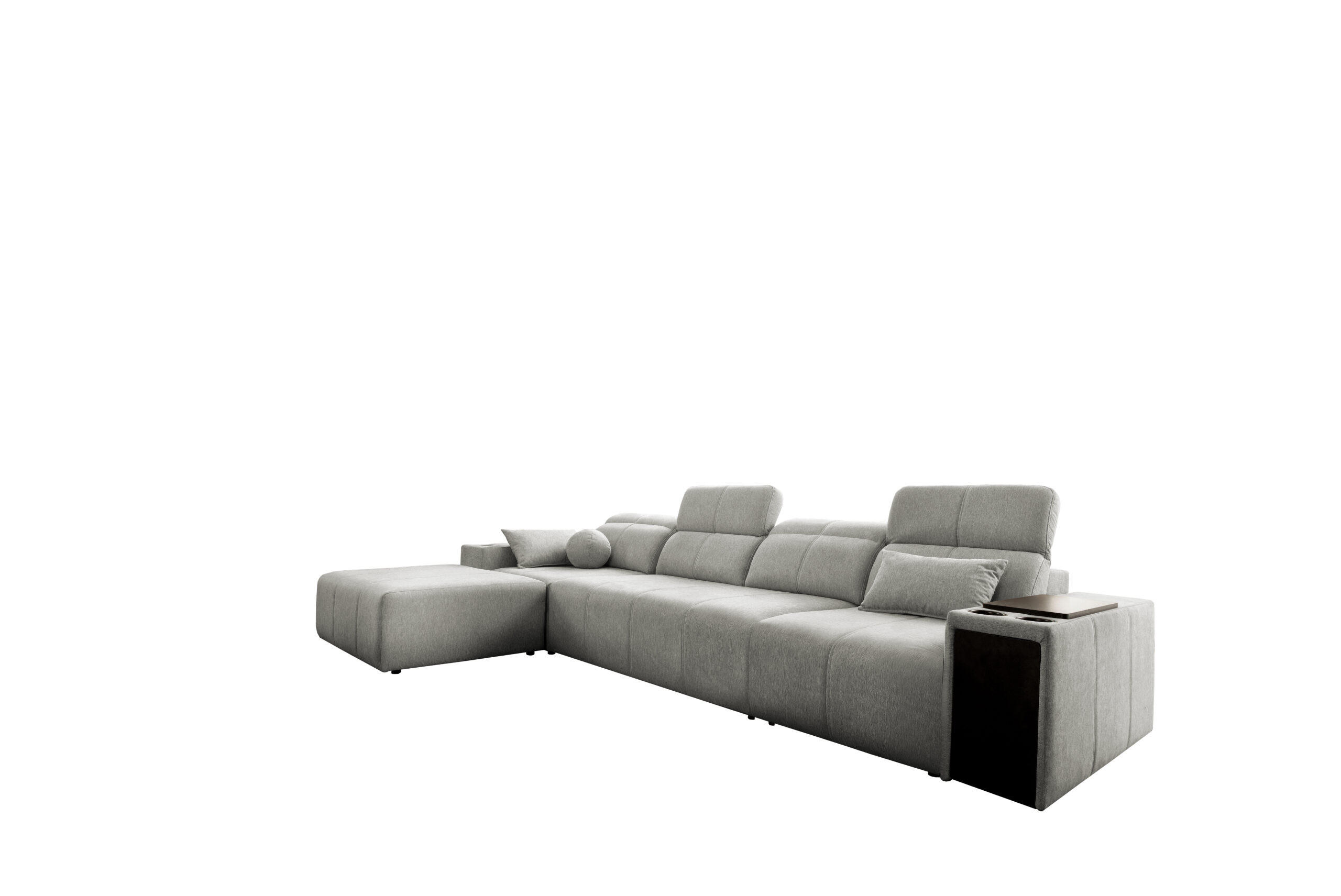 ECKSOFA mit Schlaffunktion und Mindy XII Stoff Verita Hellgrau Links - Hellgrau, Holz (202/348cm) - Kaiser Möbel