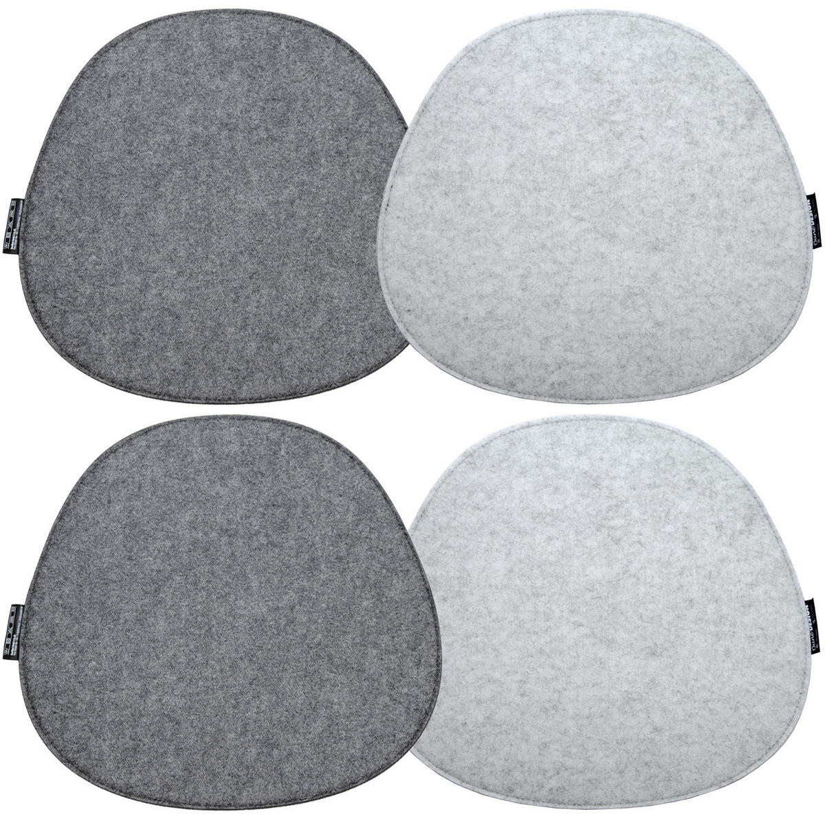STUHLKISSEN 4er Set 40/37 cm Filz, Grau - Grau, Kunststoff (40/37/1cm) - Dunedesign