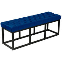 SITZBANK 120/37 cm Samt blau - Blau/Schwarz, Textil/Metall (120/42/37cm) - CLP