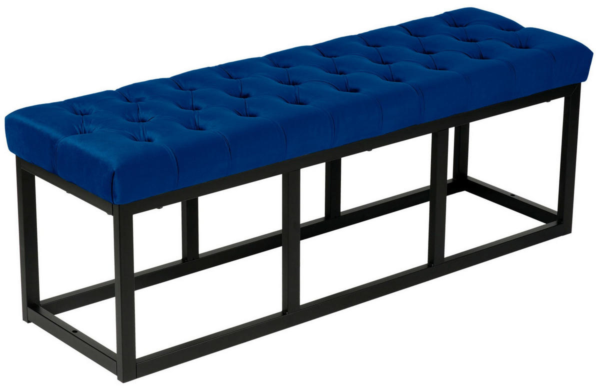 SITZBANK 120/37 cm Samt blau - Blau/Schwarz, Textil/Metall (120/42/37cm) - CLP