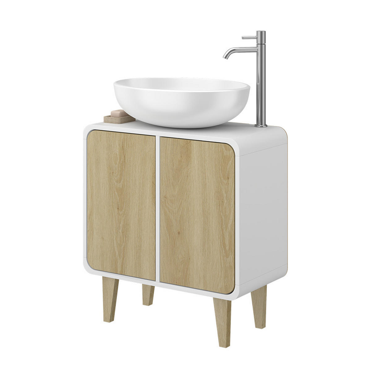 WASCHBECKENUNTERSCHRANK Arla Weiß/Eiche 60 x 61 cm - Eichefarben/Weiß, Holzwerkstoff (60/61/30cm) - Vicco